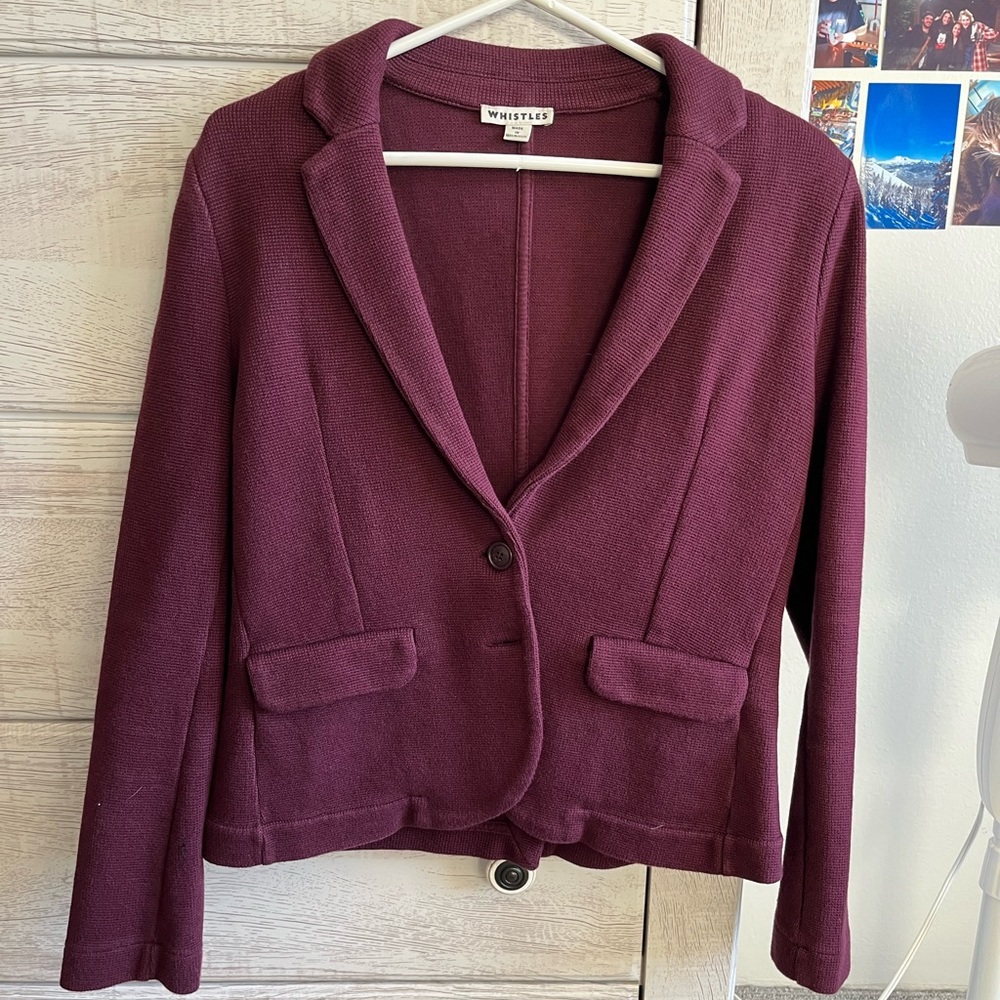 Whistles Slim Jersey Blazer | Maroon | US6 | New